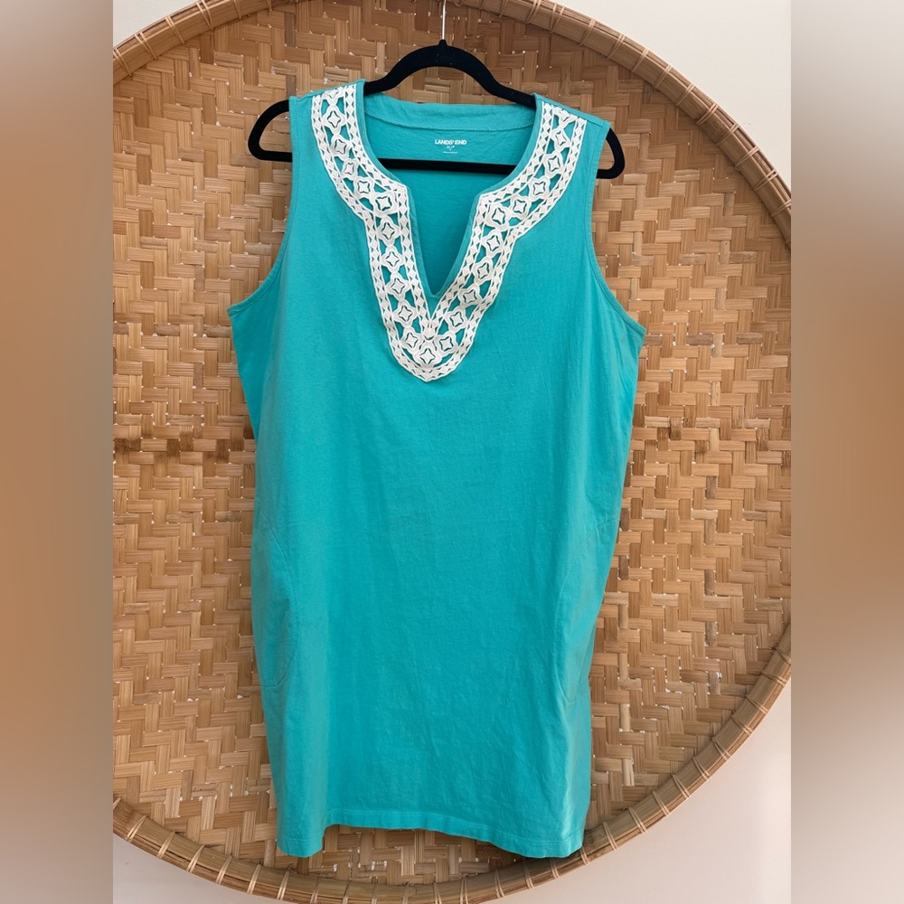 Lands’ End - Dress/swim cover-up with lace details and pockets
